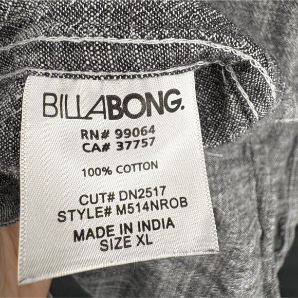 Billabong Men's Long Sleeve Button-Up Shirt XL Gray 100% Cotton Casual - Picture 6 of 9